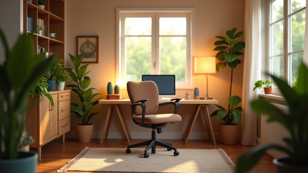 Well-designed home workspace with ergonomic furniture and proper lighting