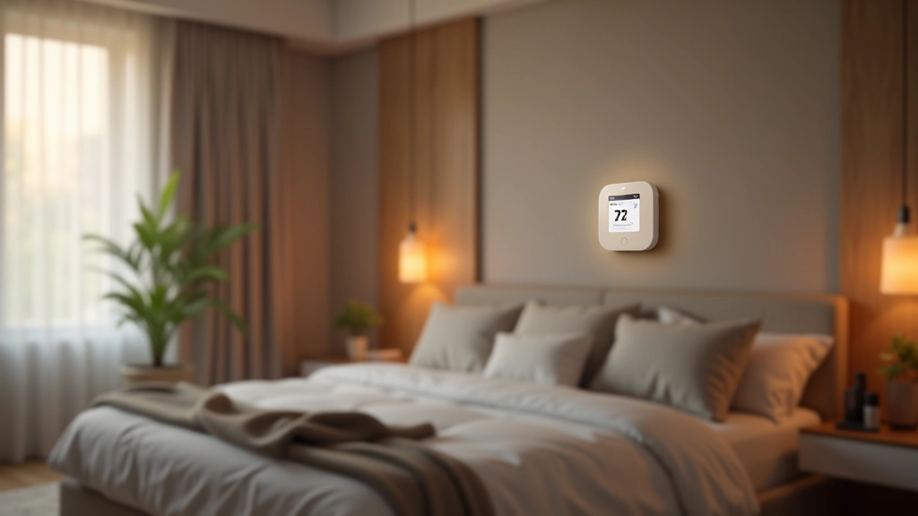 Smart home climate control system in a modern bedroom