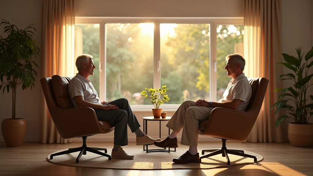 Living room with ergonomic seating arrangement